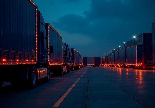 Trucking operations at a logistics hub