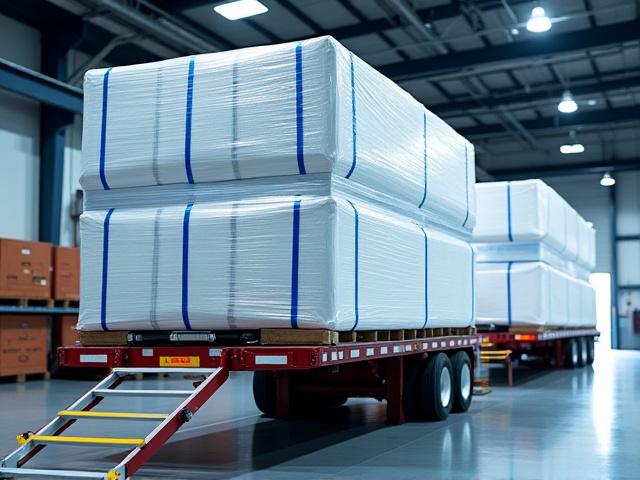 Industrial manufacturing equipment secured for transport