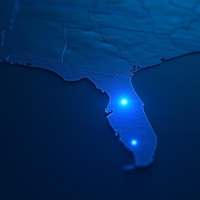 Detailed geographic service area covering Florida, Georgia, and Alabama